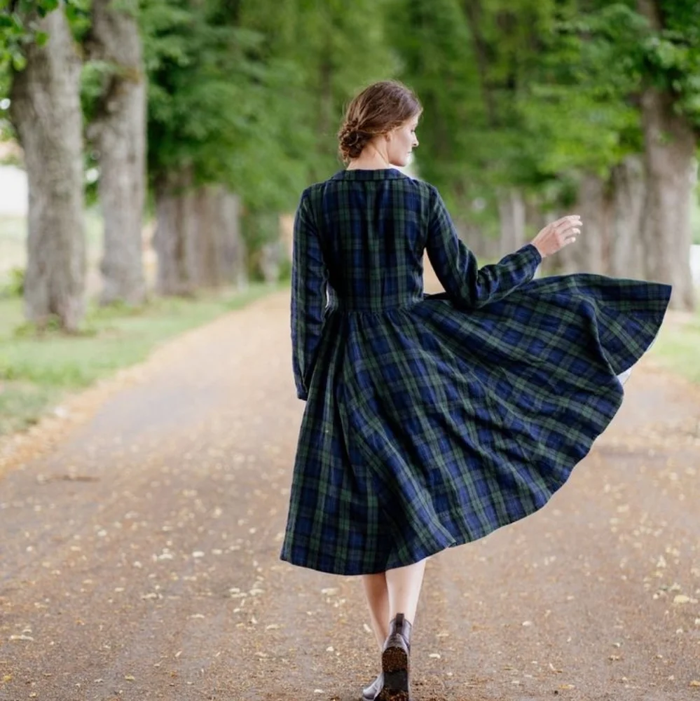 Son de Flor medium long sleeve tartan dress - Picture 3 of 7